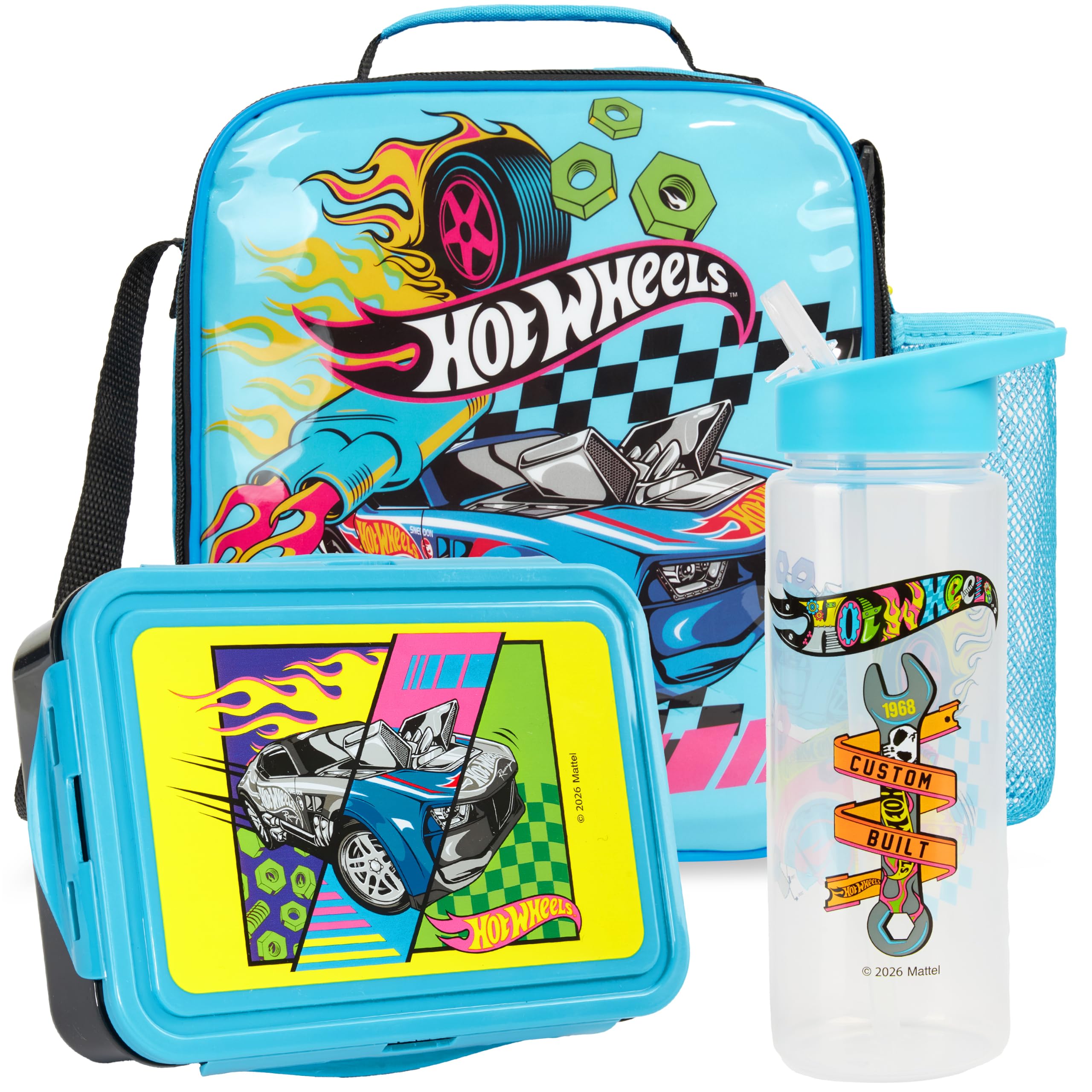 Get Trend Hot Wheels Kids Lunch Bag Set with Bento Box & Bottle