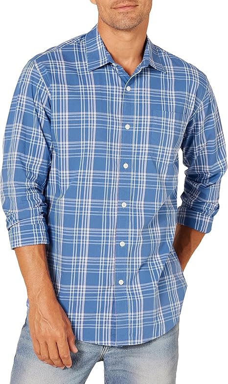 Amazon Essentials Mens Regular-Fit Long-Sleeve Casual Poplin Shirt