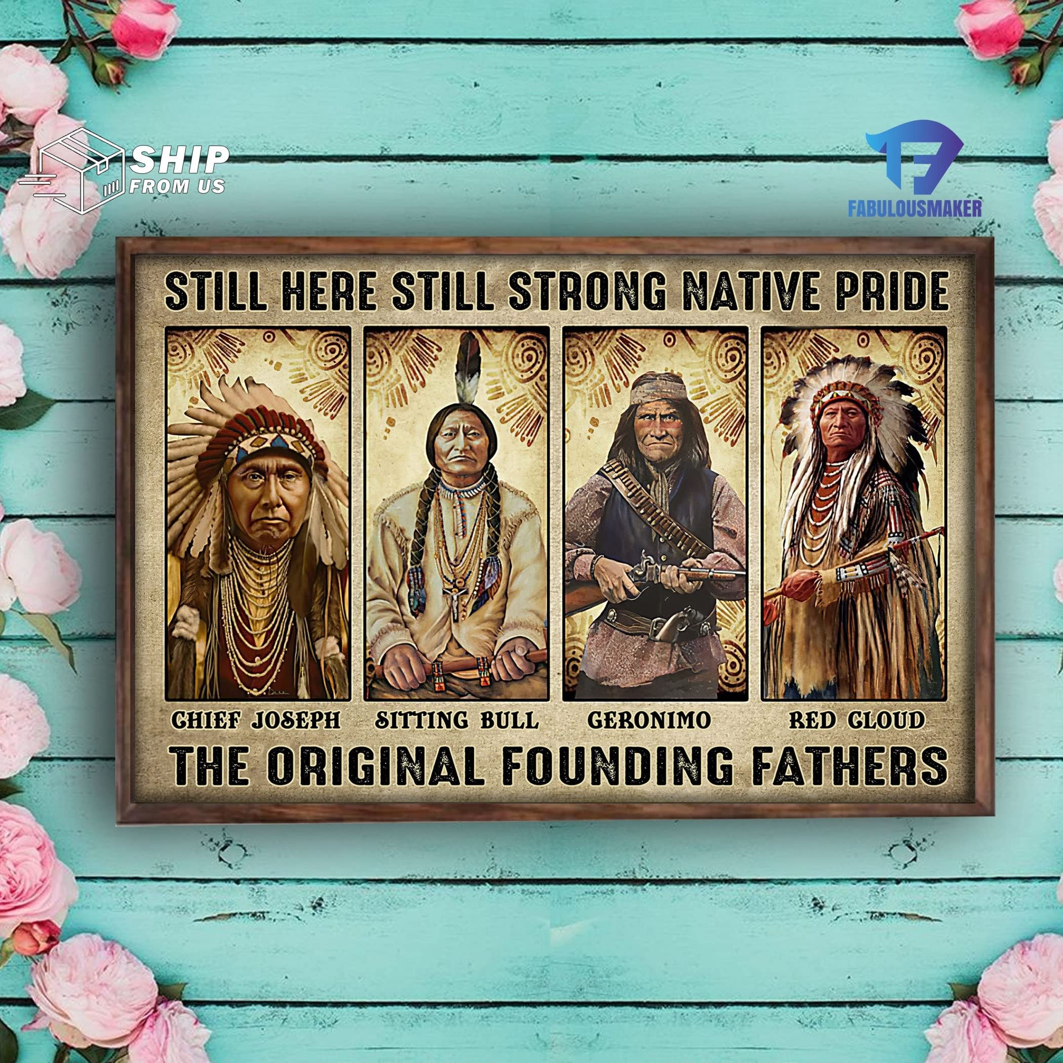 Bioprocess Native American Native Blood Sitting Ls Bull Fan Still Here Still Strong Native Sign Decor Metal Sign Tin Sign Decor Poster Wall Art Poster 8X12 Inches