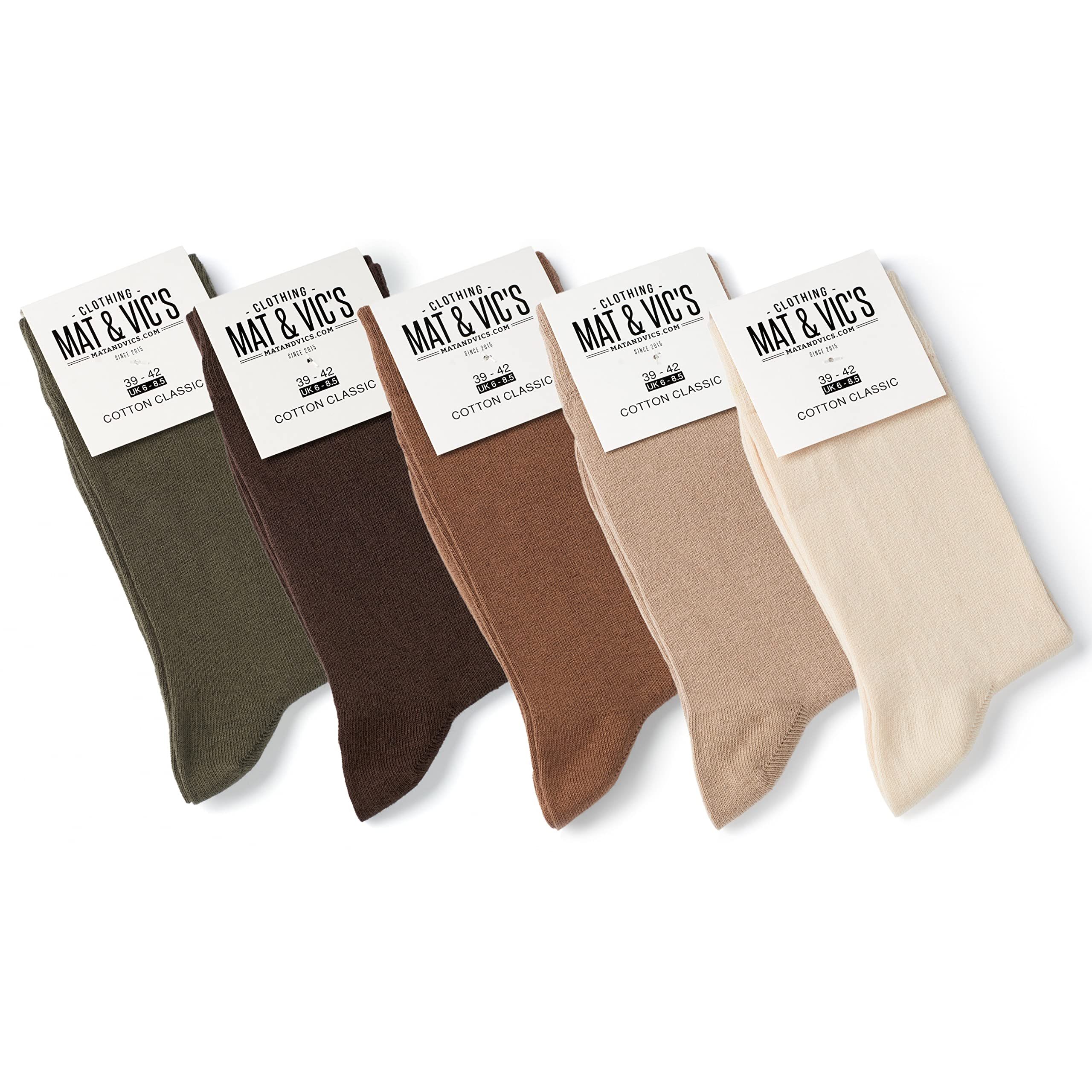Mat & Vic's Men's/Women's Cotton Classic Crew Socks, Combed Cotton, No Seam, Comfort Band, Black Colourful, White, EU 35–38/39–42 (UK 3–5/6–8), EU 43–46/47-50 (UK 8.5–11/12–15)