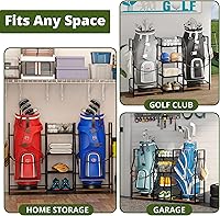 Vista 9 de Organizador de almacenamiento de bolsas de golf para organización de garaje, soporte de bolsa de golf para accesorios de bolsa de golf, amplio