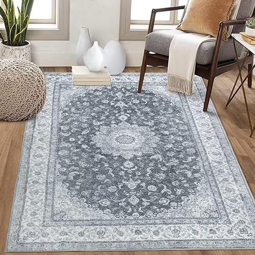 COZYLOOM Alfombra de área de 3 x 5 pies, estilo vintage, suave, duradera, para sala de estar, dormitorio, comedor y entrada, alfombra con estampado