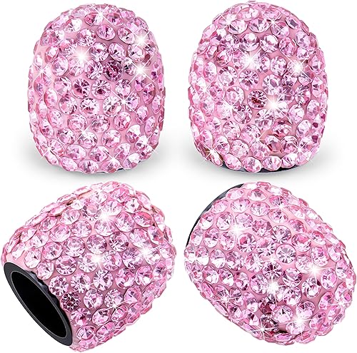 Vista 67 de 4 tapas de válvula de vástago de neumático con diamantes de cristal brillante, a prueba de polvo, tapas universales para válvulas de neumáticos