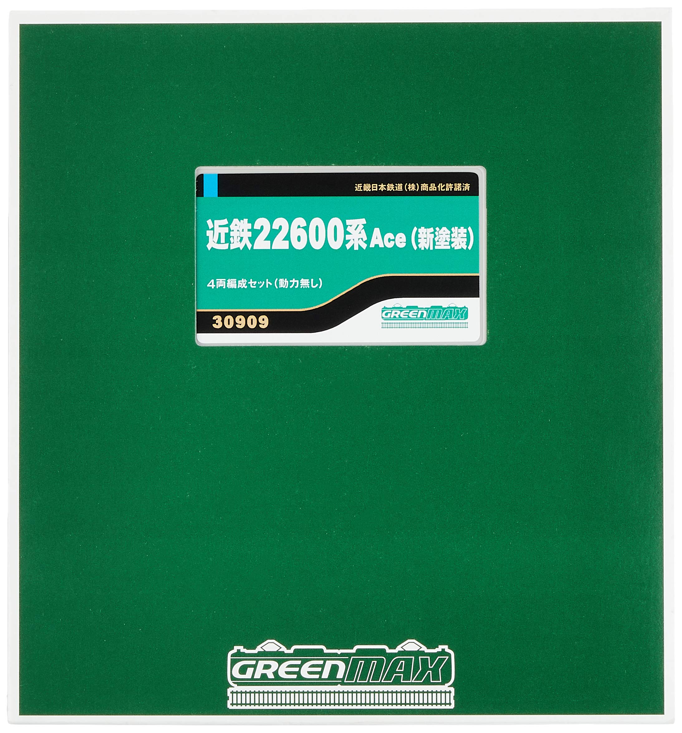 GREENMAX 30909近鉄22600系 Ace 4両編成セット　動力なし 31927＞近鉄22600系Ace（新塗装）増結4両編成セット（動力無し