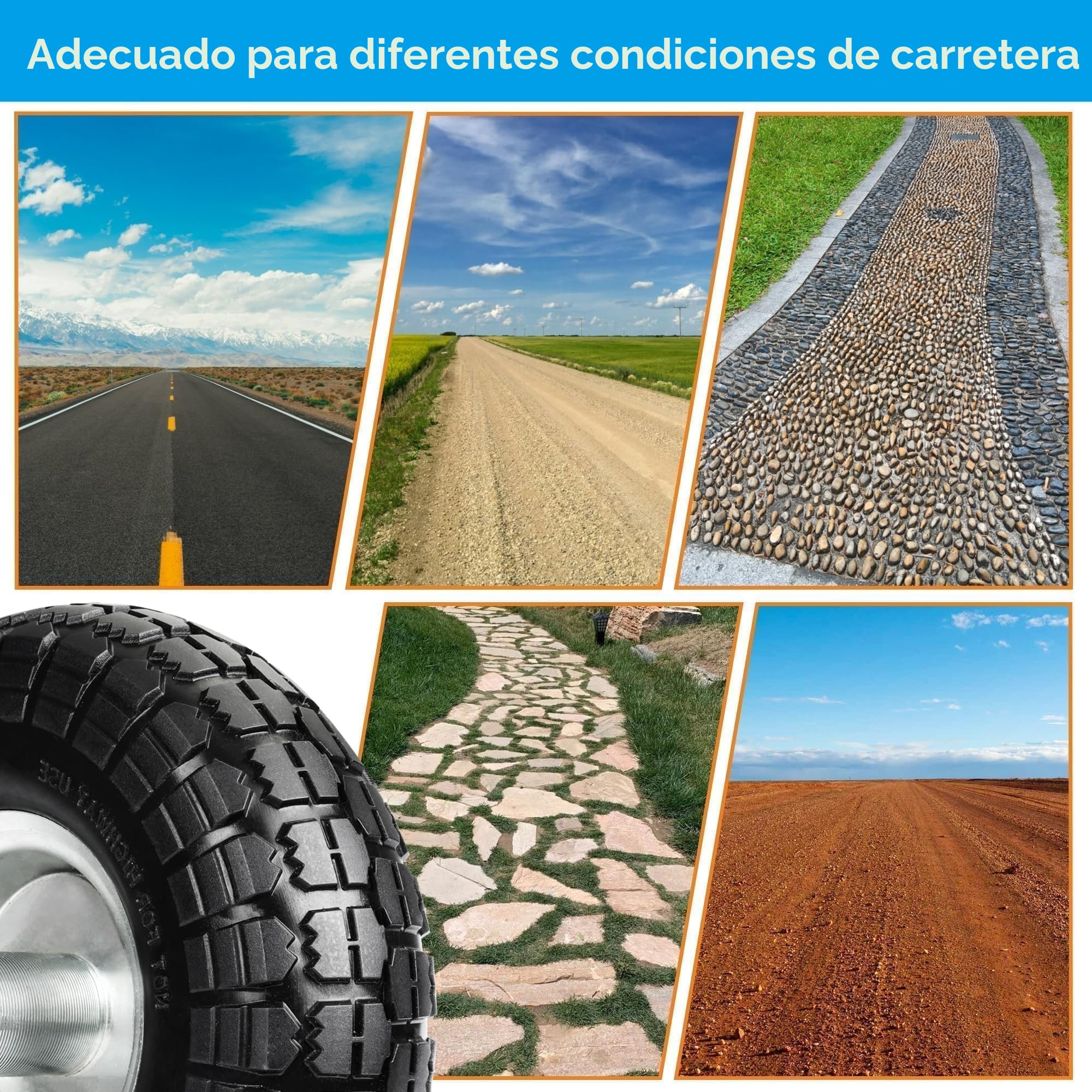 Ruedas de diablo, juego de 2 ruedas de goma maciza de 4,10 3,50-4, ruedas de repuesto para carro de transporte de 260 x 85 mm, 20 mm (eje de rueda de 20 mm)
