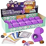 Dan&Darci Dig a Dozen Gem Blocks Mining Kit for Kids - Discover 12 Unique Real Gemstones, Mineral, Rock, Crystals Collection - Archaeology Science Gift Toys Set for Boys & Girls Age 8-12 Gifts