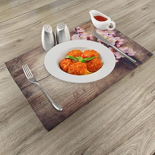 Miniatura 441 de Ambesonne Juego de 4 manteles individuales amarillos y azules, diseño de flores de primavera, flores vibrantes, manteles individuales de tela Azul