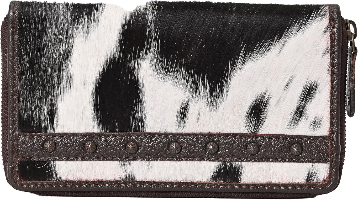 Merbaa Women's Ladies Cowhide Leather Wallet, Zip Around Wristlet Clutch Wallet for Women