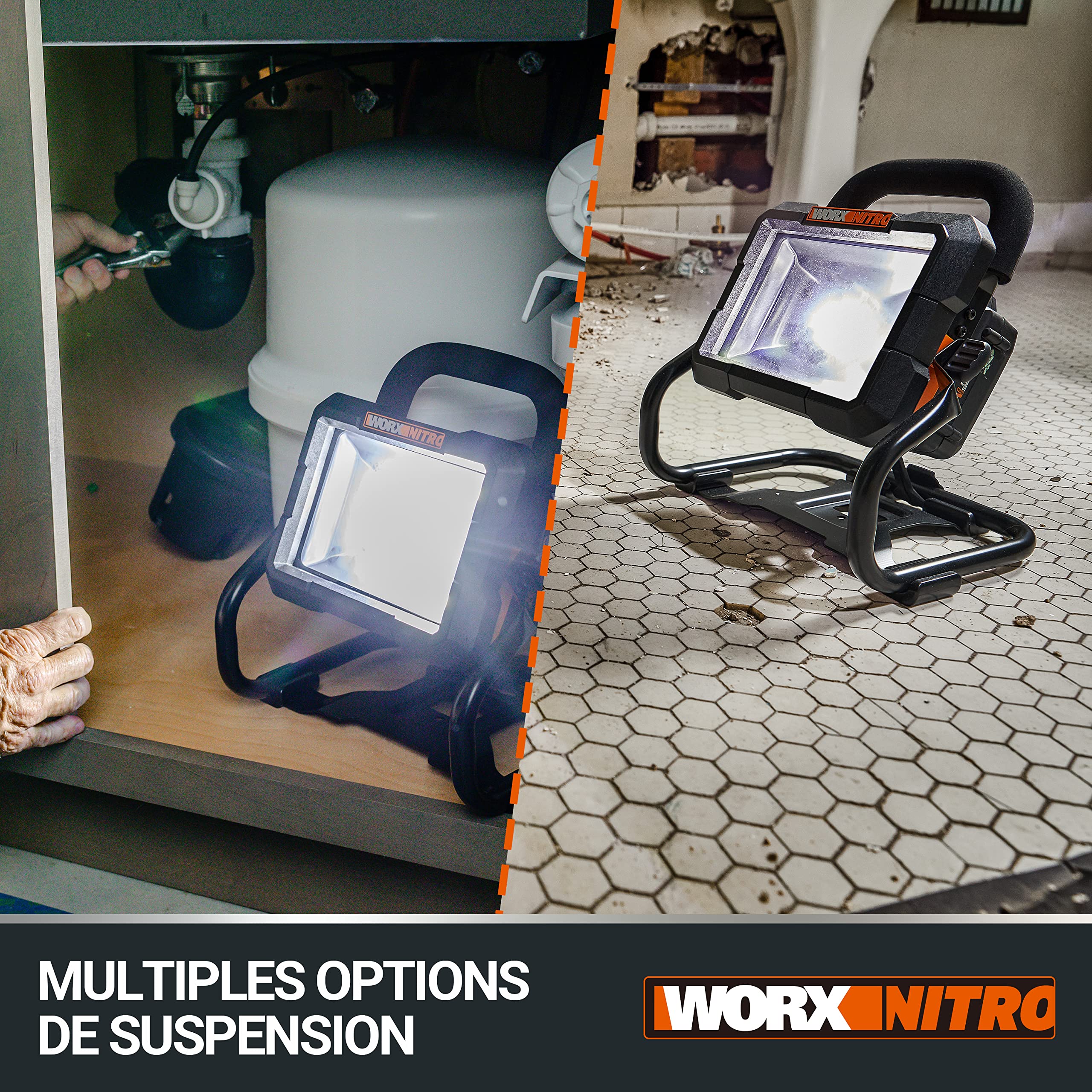 WORX Projecteur LED sans fil 20V WX026.9 1500 lm