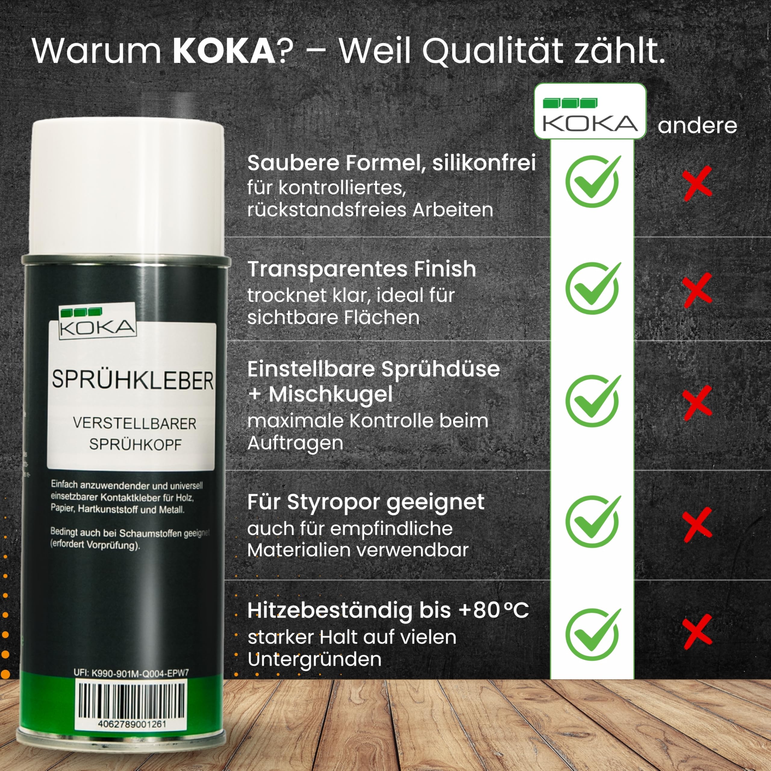 KOKA Spray adhesivo de 400 ml, juego de 3 unidades (3 x 400 ml) – Spray adhesivo resistente al calor para techos, fieltro, cuero, espuma y plástico – fuerte adherencia, secado rápido, impermeable y