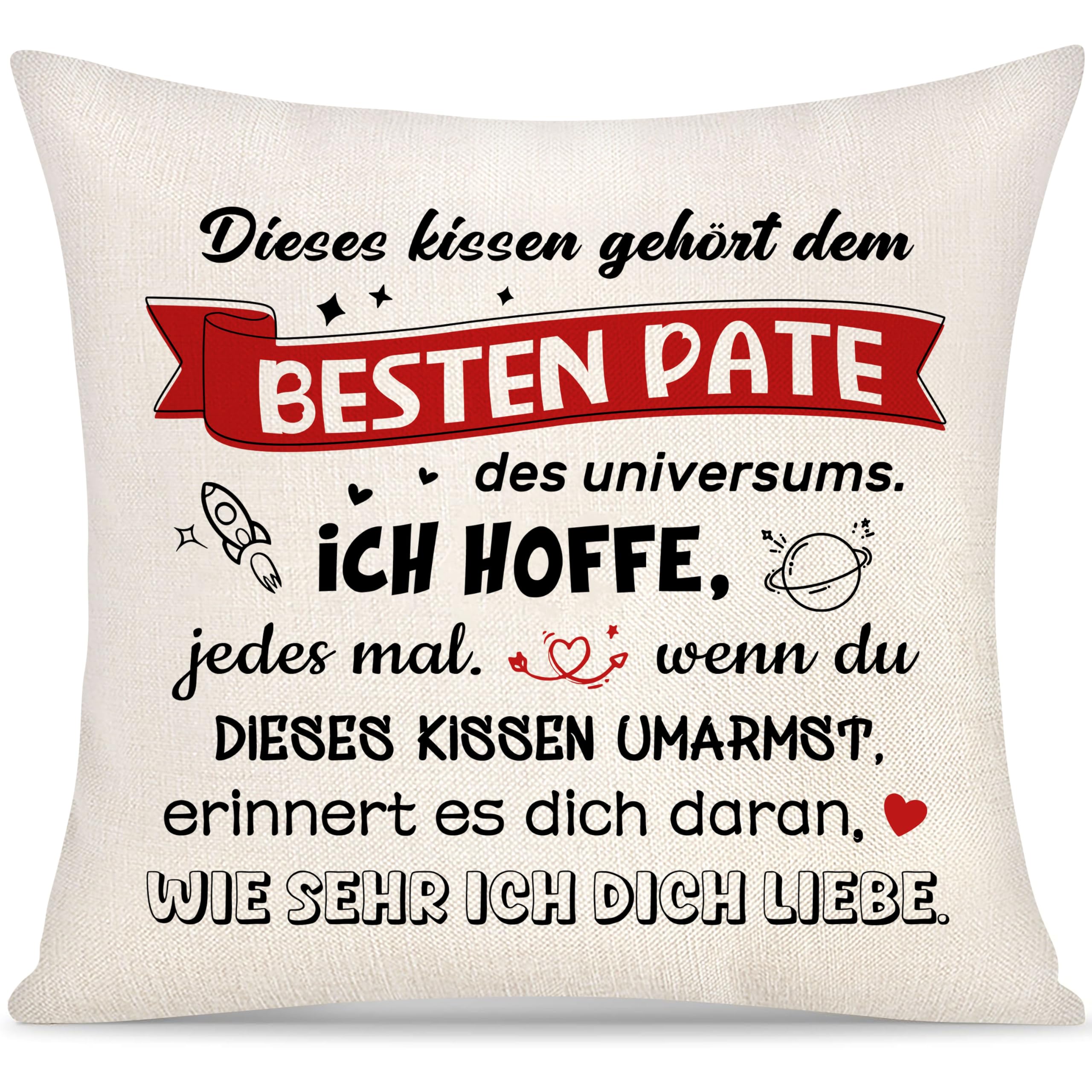 Yoskiasd Dieses Kissen Gehört dem Besten Pate Kissenbezug Geschenk für Pate Papa Männer Geschenke von Nichte Neffe Papa Dekorative Geschenk Geburtstag