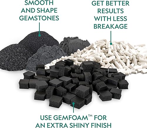 Miniatura 3 de NATIONAL GEOGRAPHIC Rock Tumbler Media - Kit de vasos para pulir rocas, grano y pulido de 4 etapas, pellets de cerámica, espuma de pulido GemFoam,