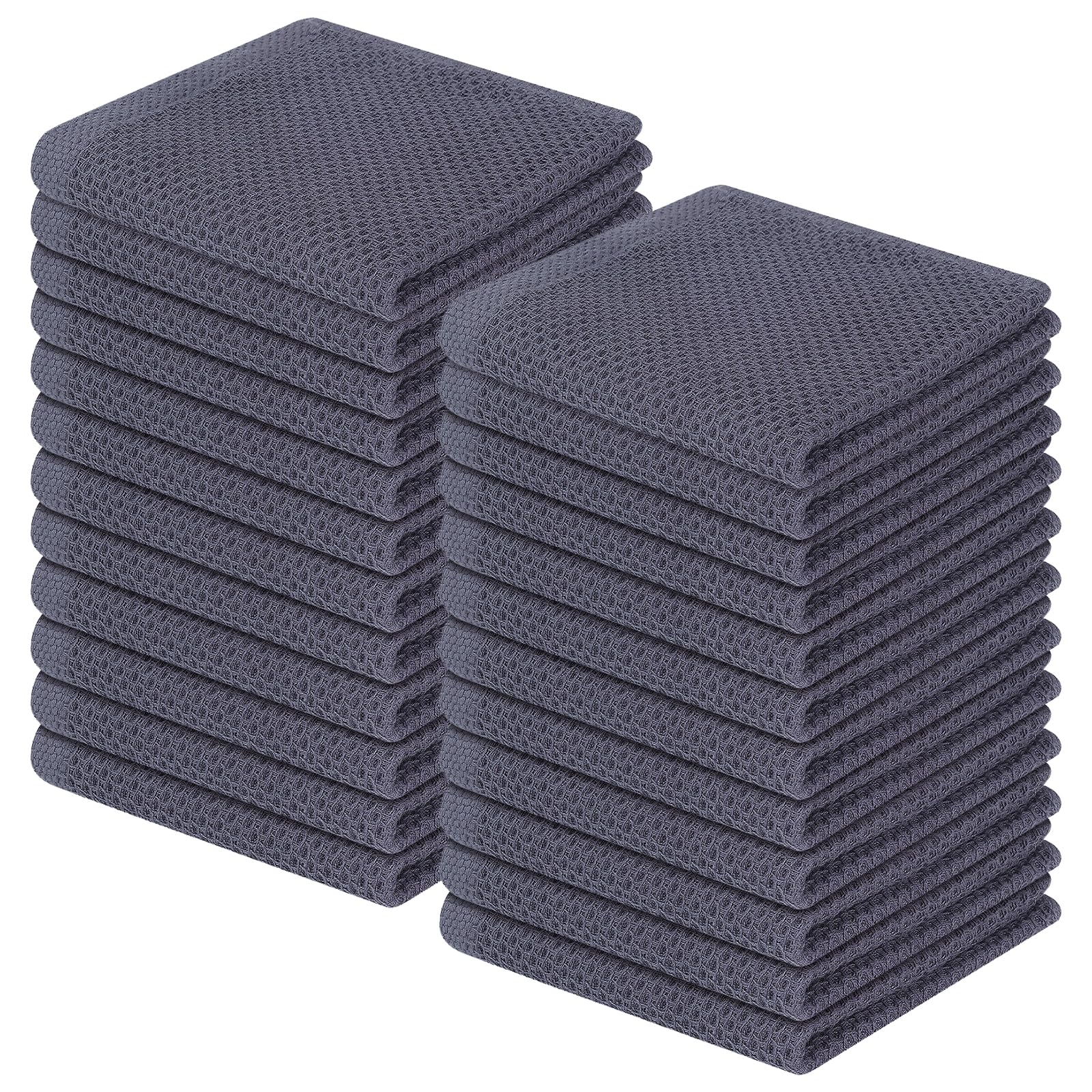 Homaxy 100% Cotton Waffle Weave Kitchen Dish Cloths 24-Pack, Dark Grey