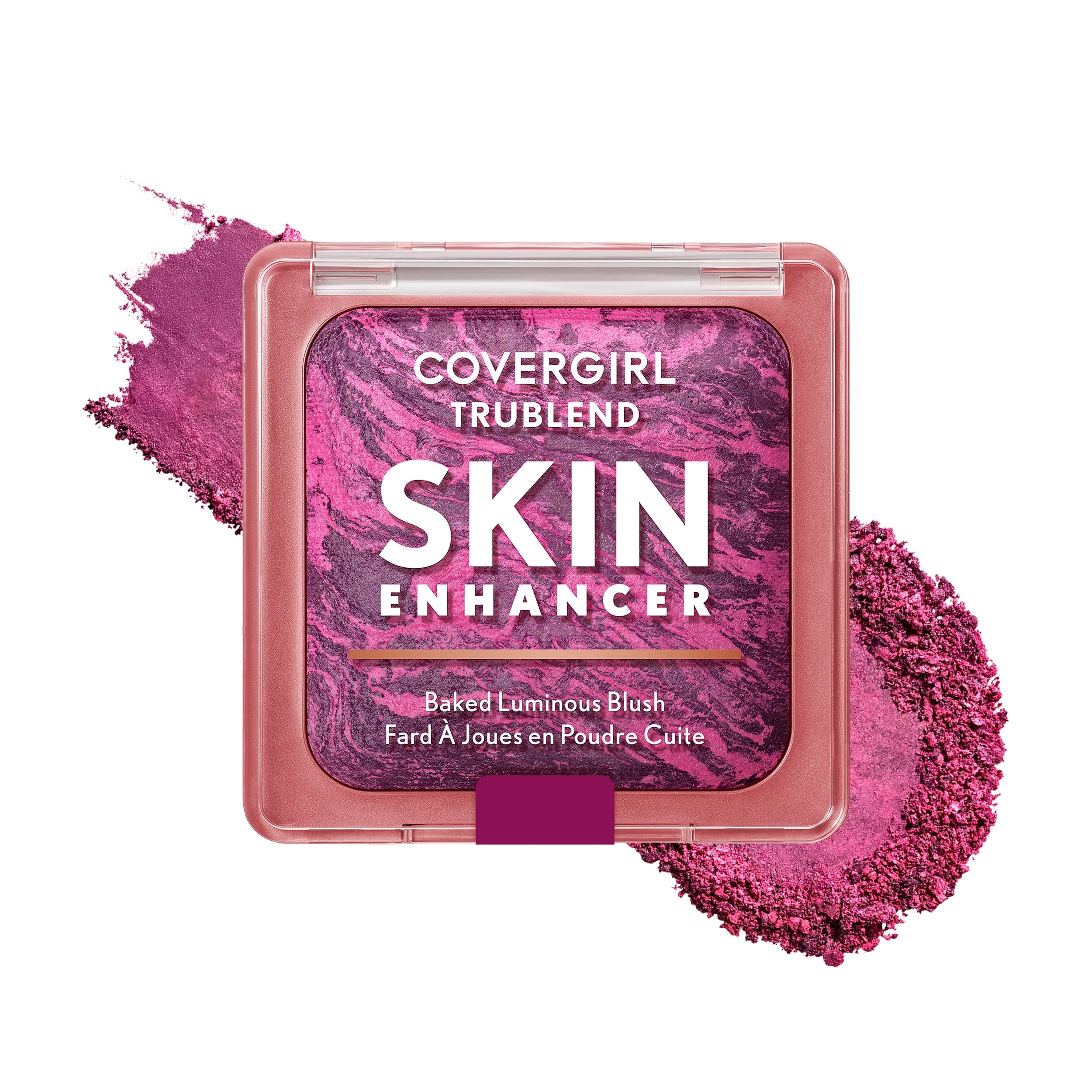 COVERGIRL TruBlend Skin Enhancer Baked Luminous Blush, with Hyaluronic Acid & White Rose Extract, Blends Seamlessly - 430 Berry Punch (Berry with Fuchsia Swirls) 430 Berry Punch 0.28 Ounce (Pack of 1)