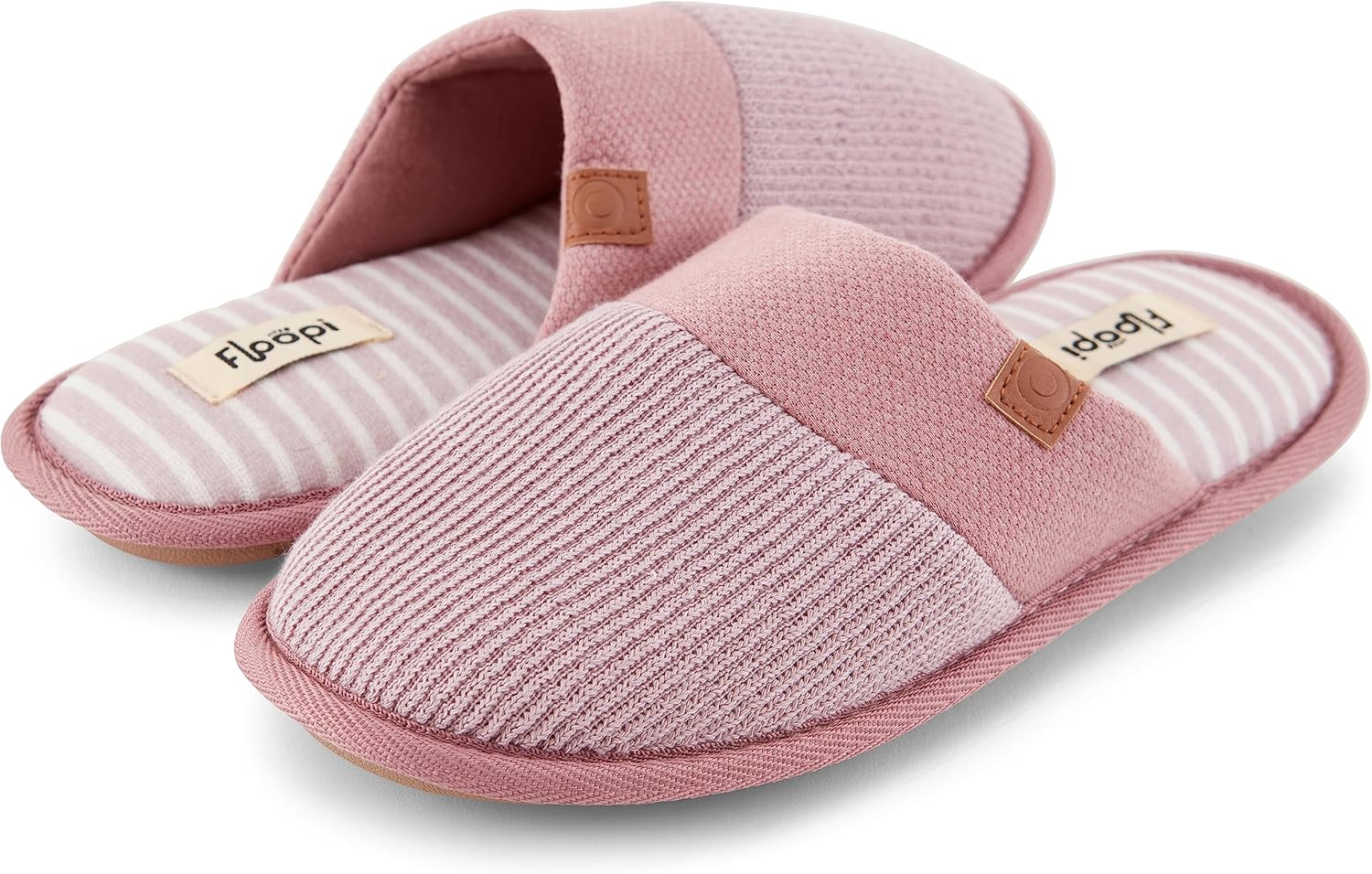 Floopi House Slippers for Women, Soft Ribbed Knit Closed Back Women Slipper, Multiple Layered Comfy Memory Insole Foam with Indoor & Outdoor Anti Skid Sole (XL, Pink-389)