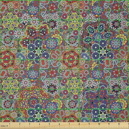 Miniatura 724 de Ambesonne The Yard - Tela de hibisco de flores tropicales en tonos de la vida real, tela decorativa para tapicería, cestas de almacenamiento