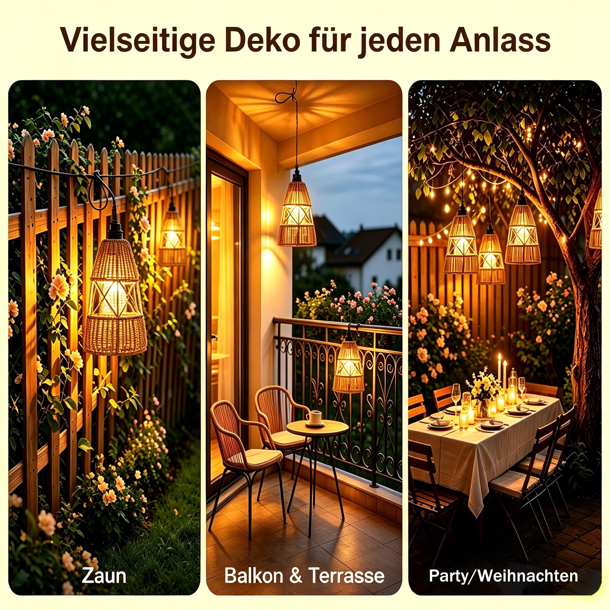 Lámparas solares para exteriores, 2 unidades, IP65, impermeables, de ratán, de jardín, balcón, césped y terraza, lámparas solares decorativas para exteriores