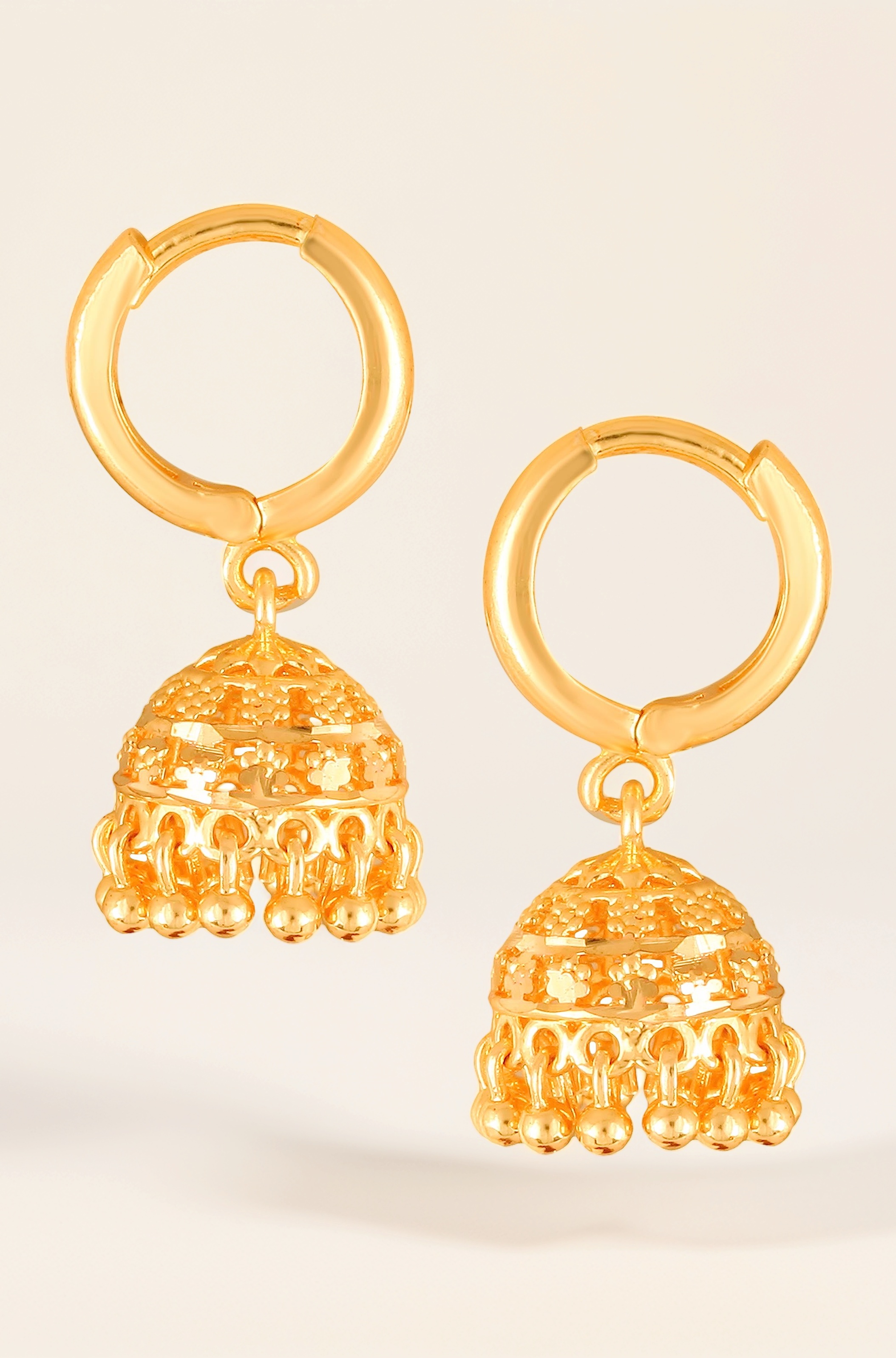 Hoop bali Jhumki Jhumka Earrings for Women Girls Traditional Temple 1 One Gram Gold Brass Copper South Indian Screw Back Meenakari Ear Chains Peacock Jhumkas Combo Wedding -GOLD JHUMKI-M316