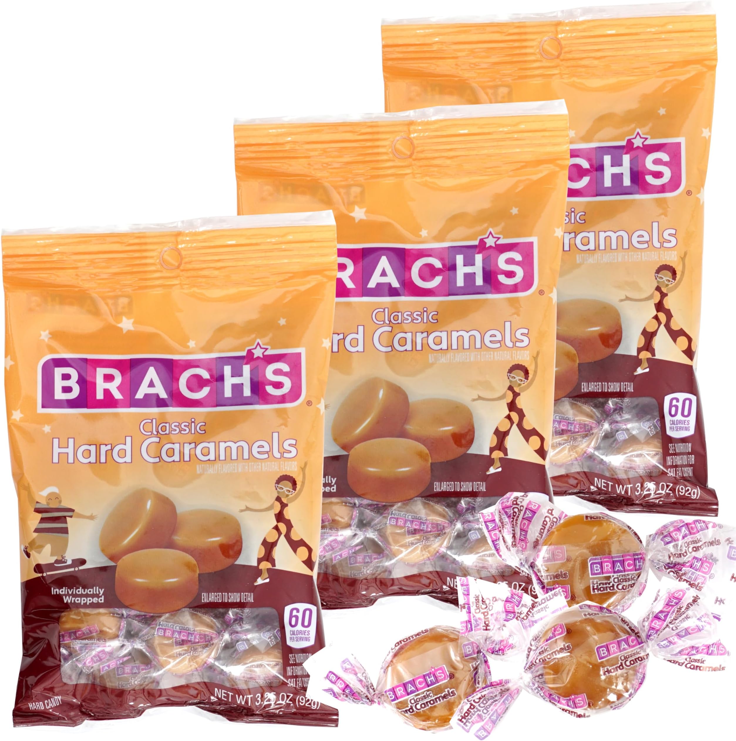 Classic Hard Caramels, 3.25 oz Bags (3 Pack), Individually Wrapped Candy