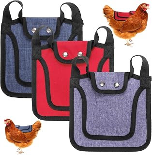 3 Pack Chicken Saddle for Hens, Premium Outdoor Saddle with Adjustable Strap, Sweater Clothes Poultry Saver Apron Accessories, Birds Feather Protector Equipment for Back and Sides(3 Colors)