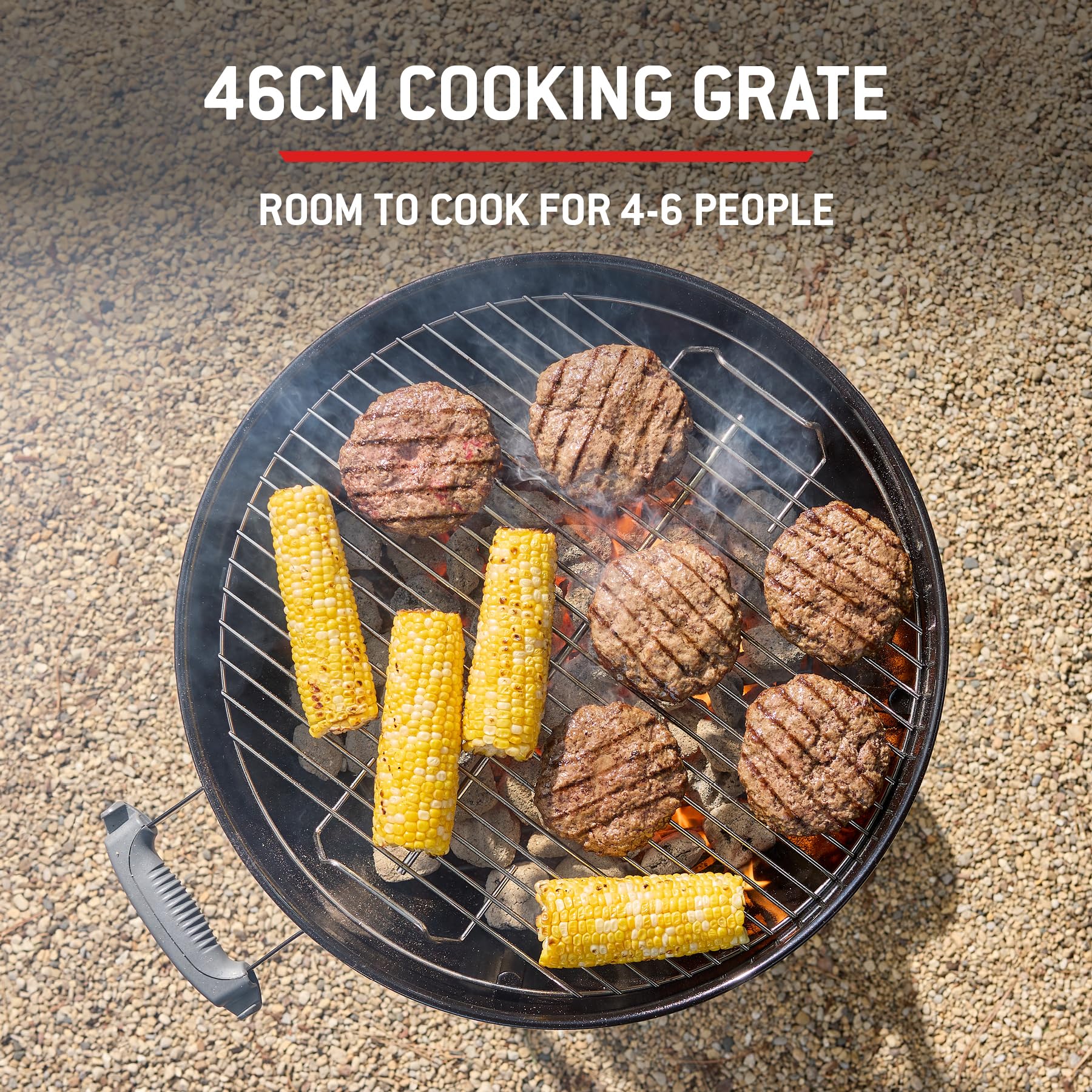 Weber Compact Kettle Holzkohlegrill 47 cm mit Stand und Rädern