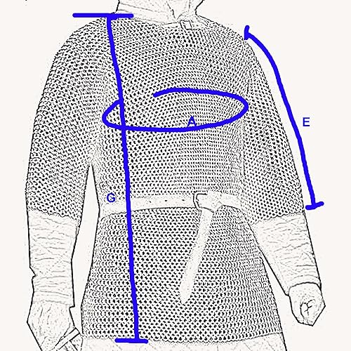 Miniatura 5 de THE MEDIEVALS 9 MM ID MS plana remachada Haubergeon cadena correo armadura media manga camisa