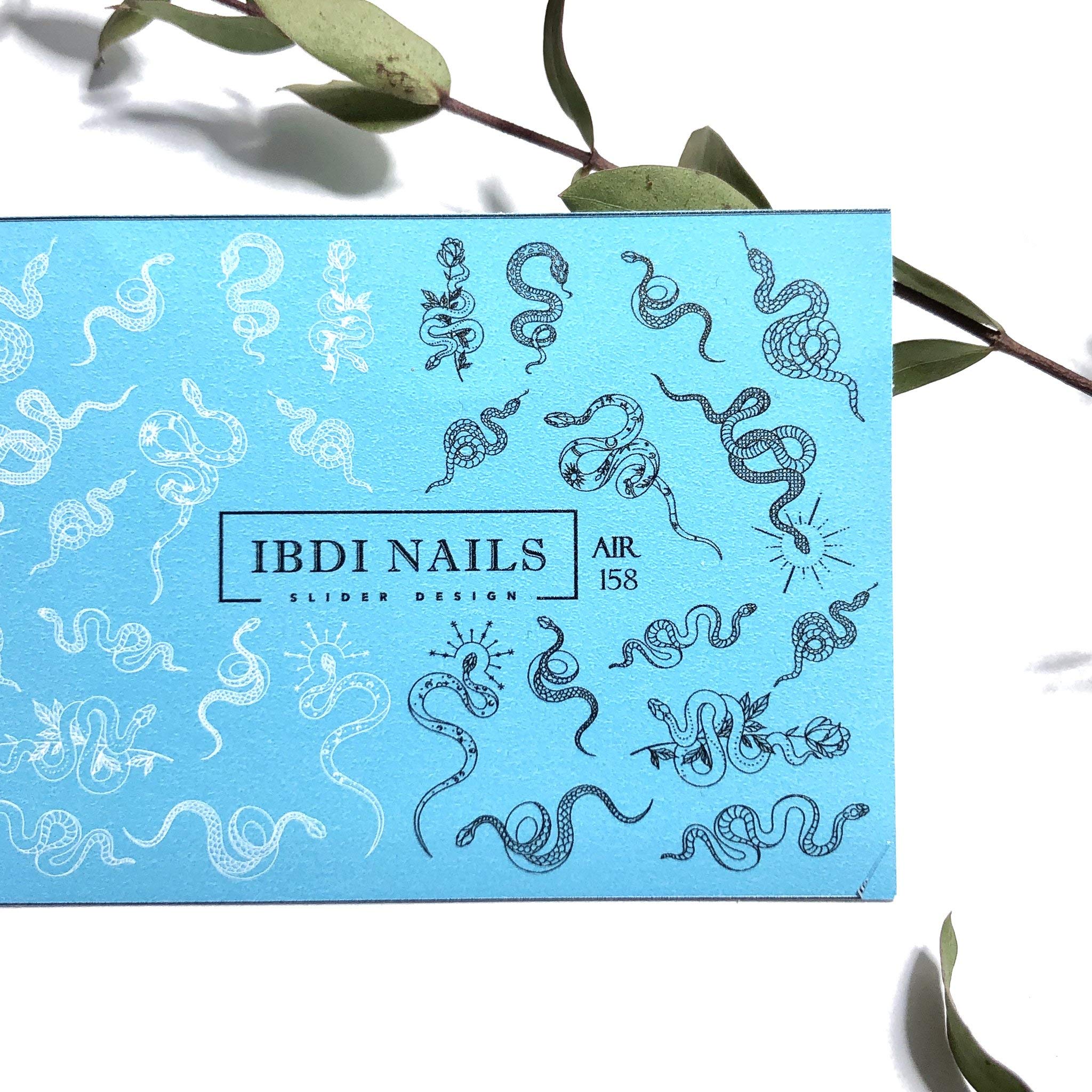 IBDI AIR 158 black and white snakes nail decals/sliders