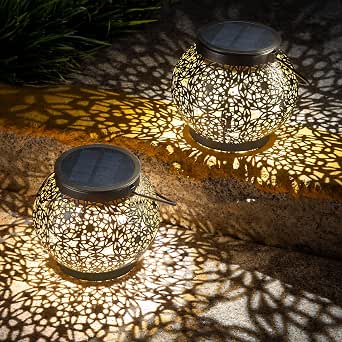 2 Pack Dragonfly Solar Lanterns Outdoor Waterproof Hanging Lights Brown