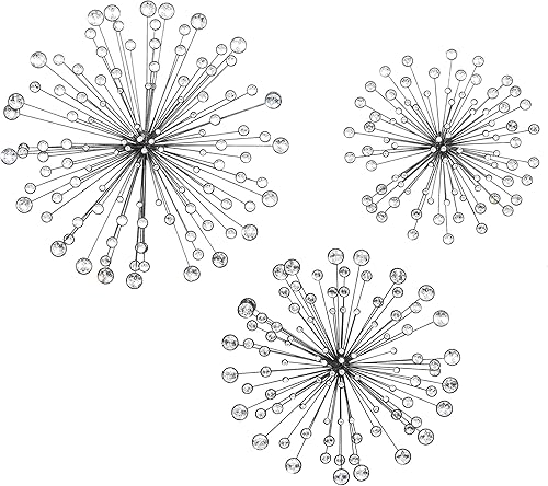 Deco 79 44510 Juego de 3 piezas de metal y acrílico para pared, color platanegro, 162024 pulgadas