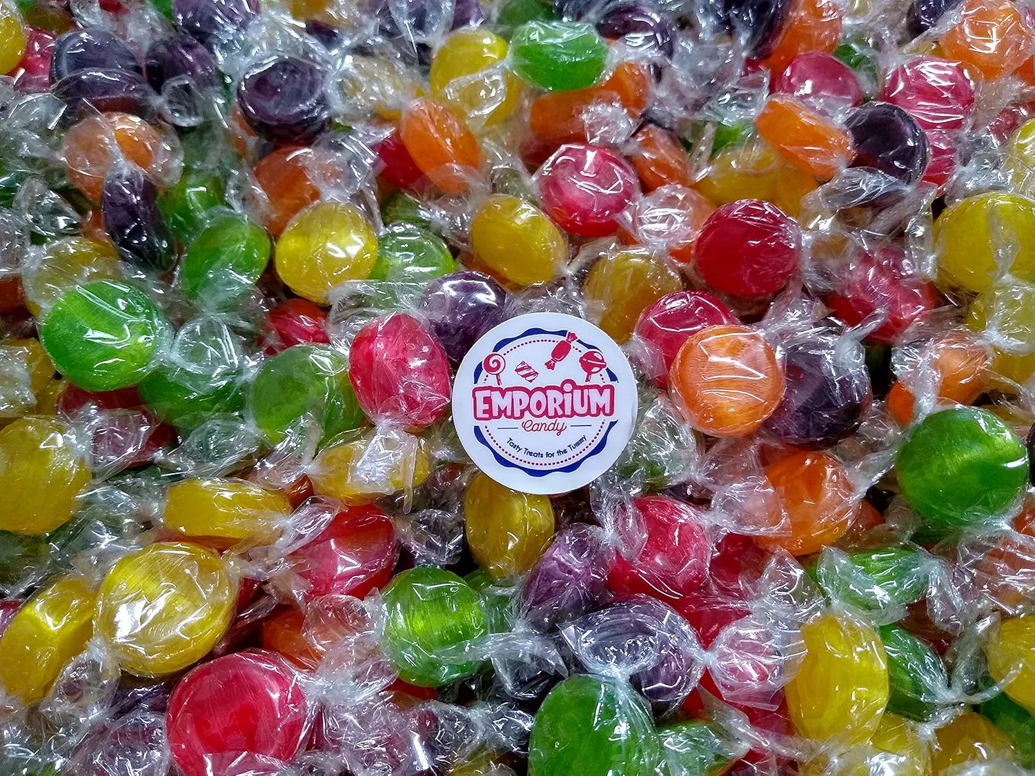 Assorted Flavored Fruit Buttons - 3 lbs of Individually Wrapped Assorted Fresh Sweet Strawberry Orange Grape Raspberry Lemon Sour Apple Bulk Candy