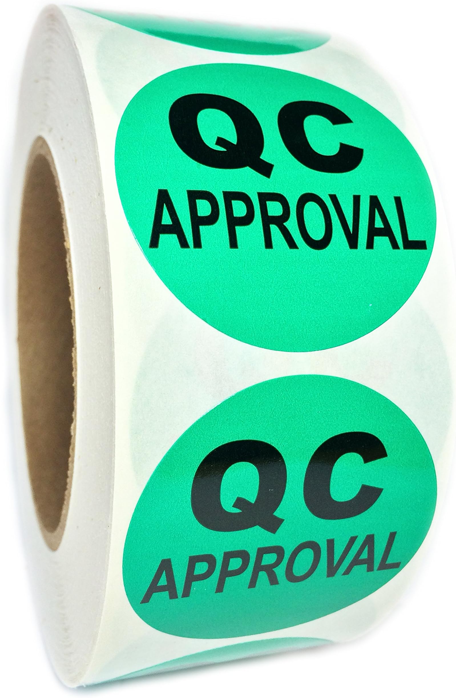 Green "QC Approval" Labels - 2" Diameter - 1000 ct Roll
