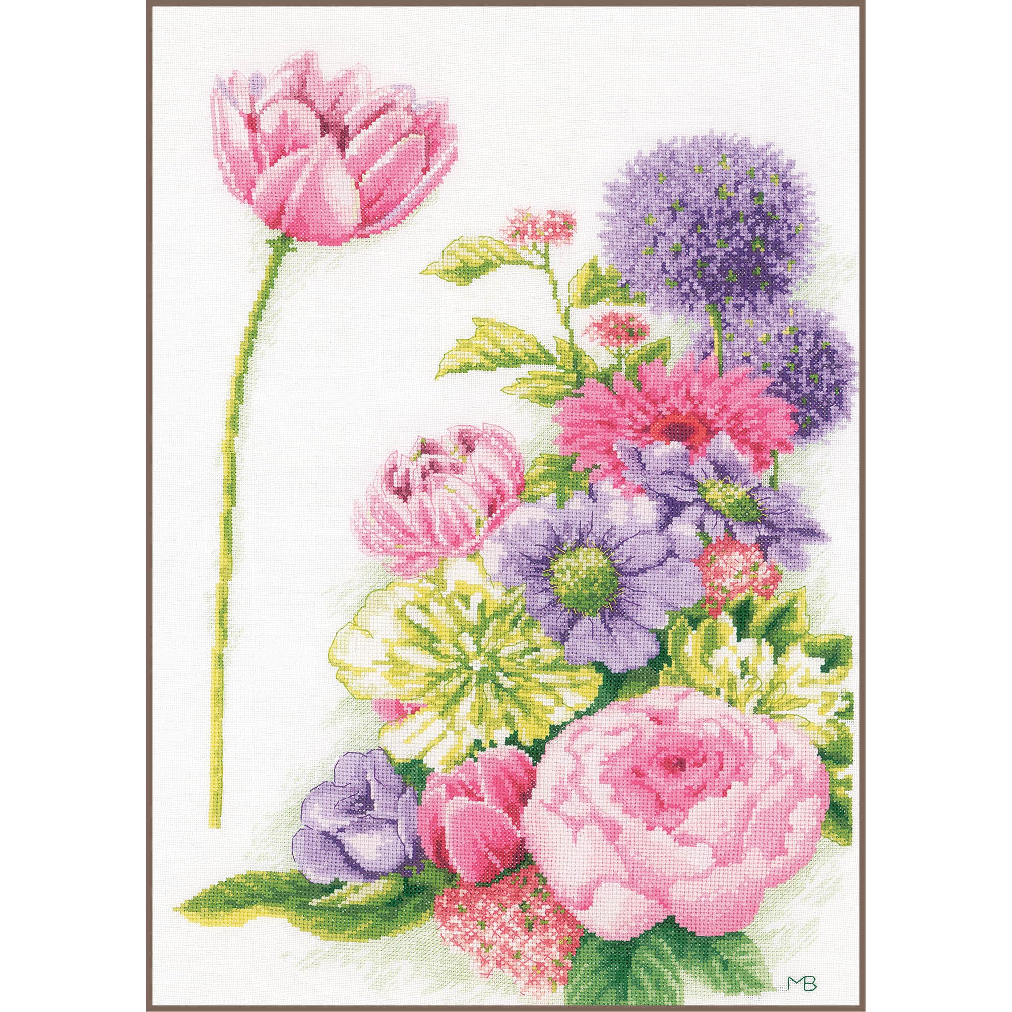 LANARTE Haft Krzyżykowy Liczony Zestaw Obraz do Haftu KWIATOWA WATA CUKROWA Zrób to Sam Zestaw Kreatywny dla Dorosłych Rękodzieło Artystyczne 32 x 48 cm Dekoracja Ścienna DIY Cross Stitch Kit