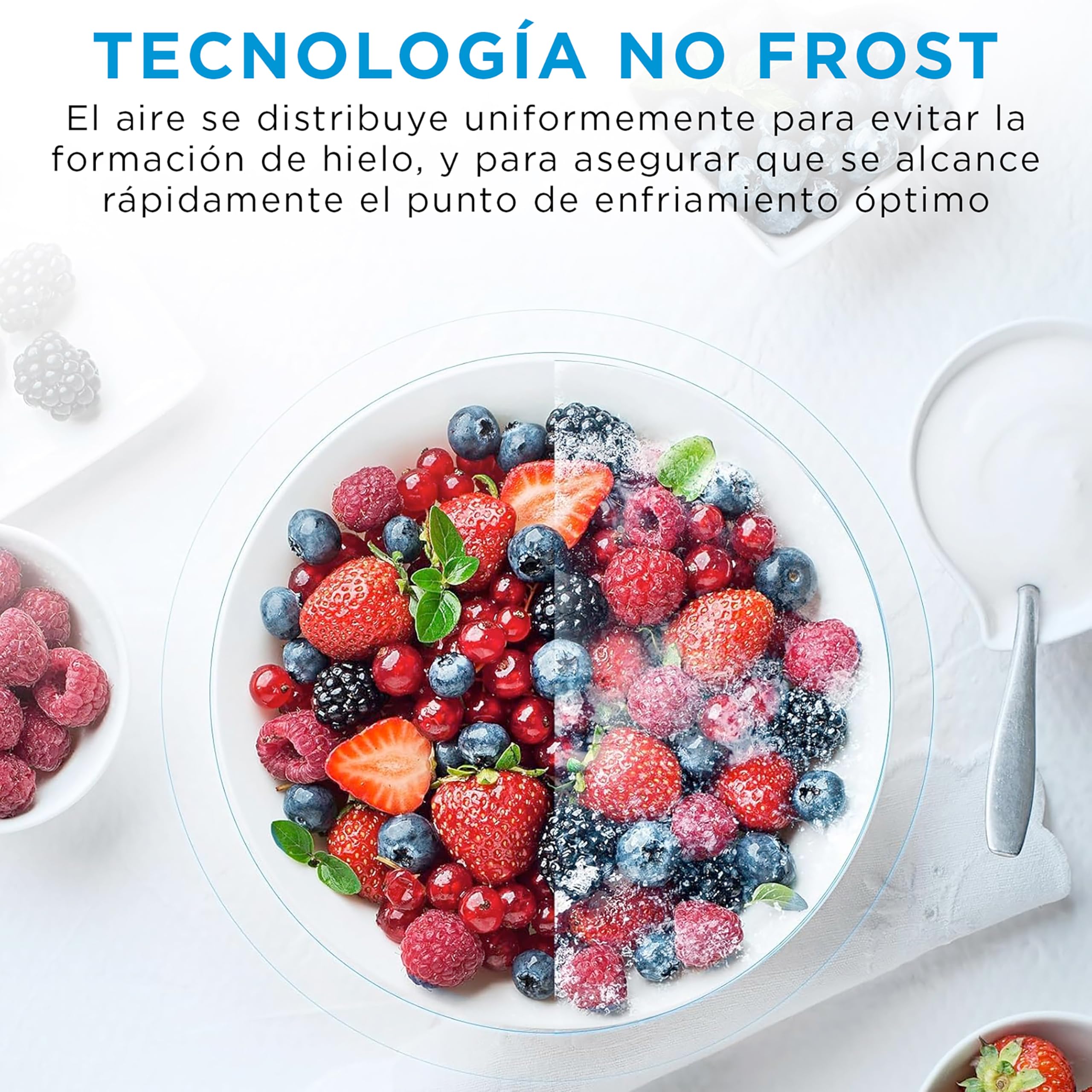 Midea Frigorifico Combi No Frost | 55 cm ancho x 180 cm | Inox | 270L de Capacidad - Nevera Libre Instalación con Congelador Vertical - Refrigerador de Bajo Consumo con Sistema Multi Air Flow