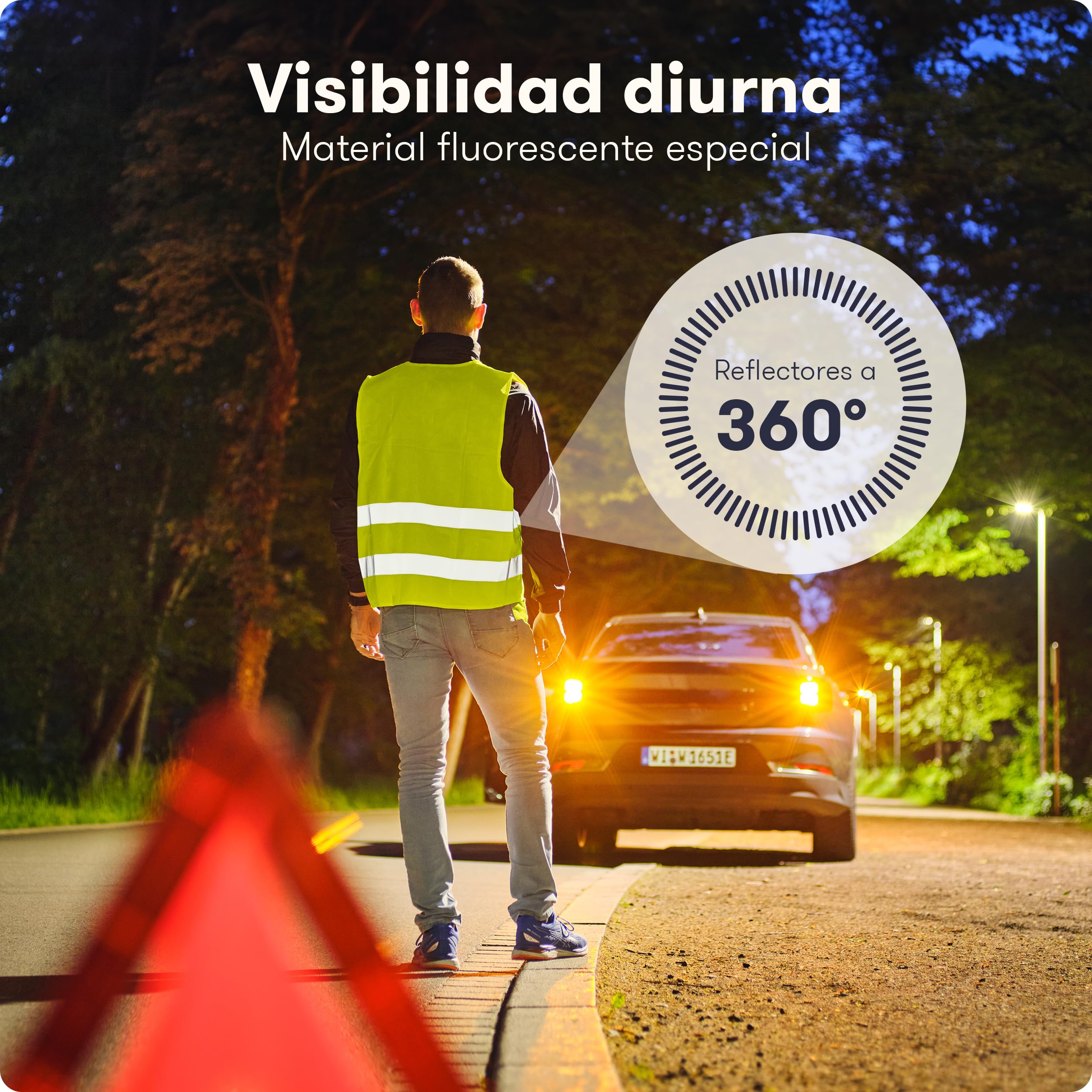 PURAHELP Set de 4 Chalecos Reflectantes para Coche - Alta Visibilidad - Conforme a la Normativa Europea EN ISO 20471 - Chalecos de Seguridad Amarillos - Chalecos de Seguridad para Adultos