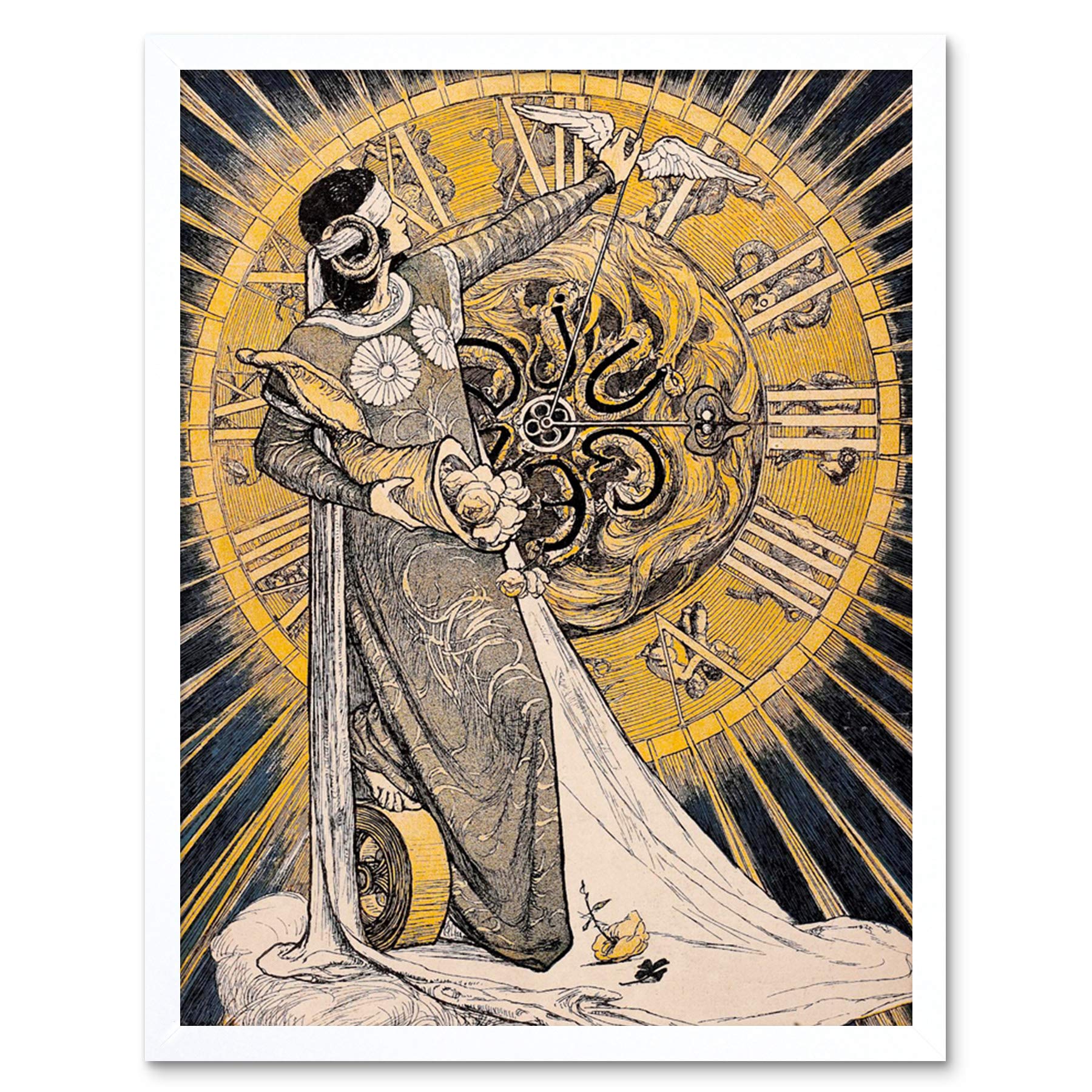 Wee Blue Coo Magazine Cover Jugend Clock Nouveau Art Print Framed Poster Wall Decor 12x16 inch