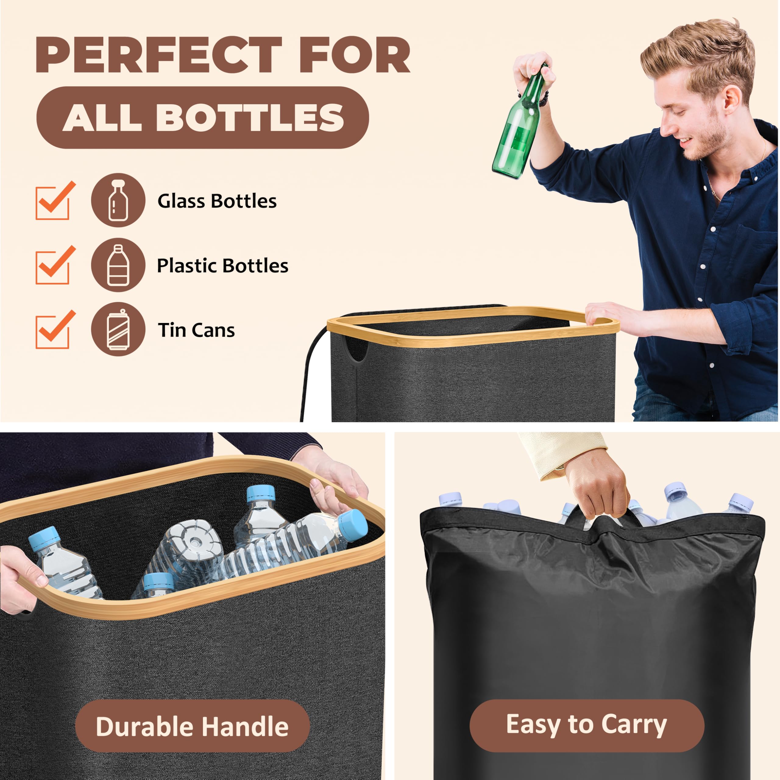 Afvalbak voor de Keuken - Afvalbak inclusief 2 XXL Draagtassen - Recyclingafvalemmer met Extra Draagtas - Prullenbak - Afvalscheiding - Afvalscheidingssysteem - Afvalemmer voor Keuken (Blauw