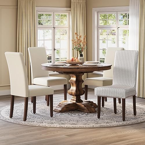 VASAGLE Sillas de comedor, sillas Parsons con funda de tela extraíble, respaldo alto, para comedor y cocina, juego de 4, asiento grueso, 22.8 x 18.9