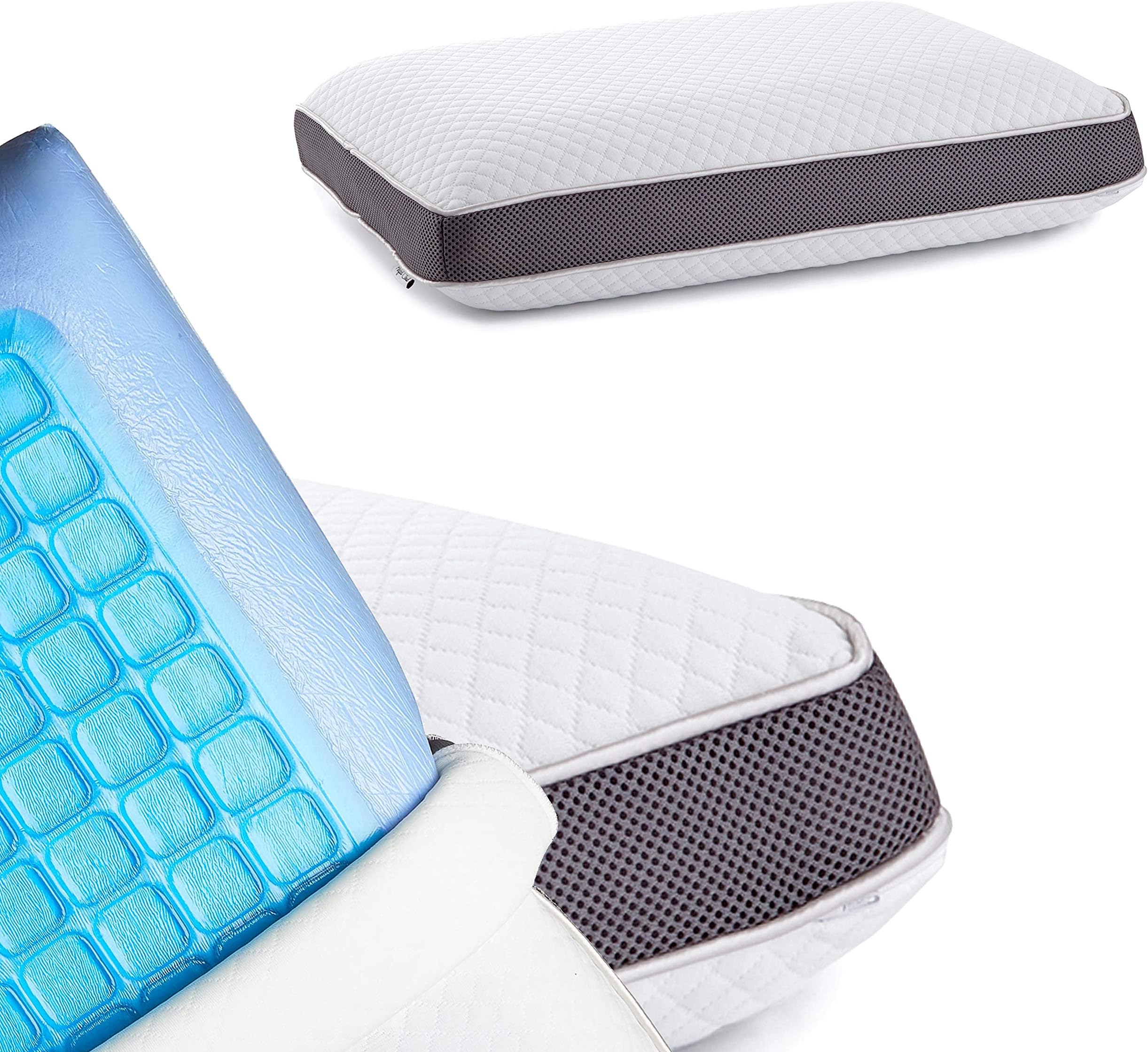 Dual Option Cooling Gel Pods Memory Foam Bed Pillow for Sleeping - 5.5-inch Breathable Medium-Loft (Standard)