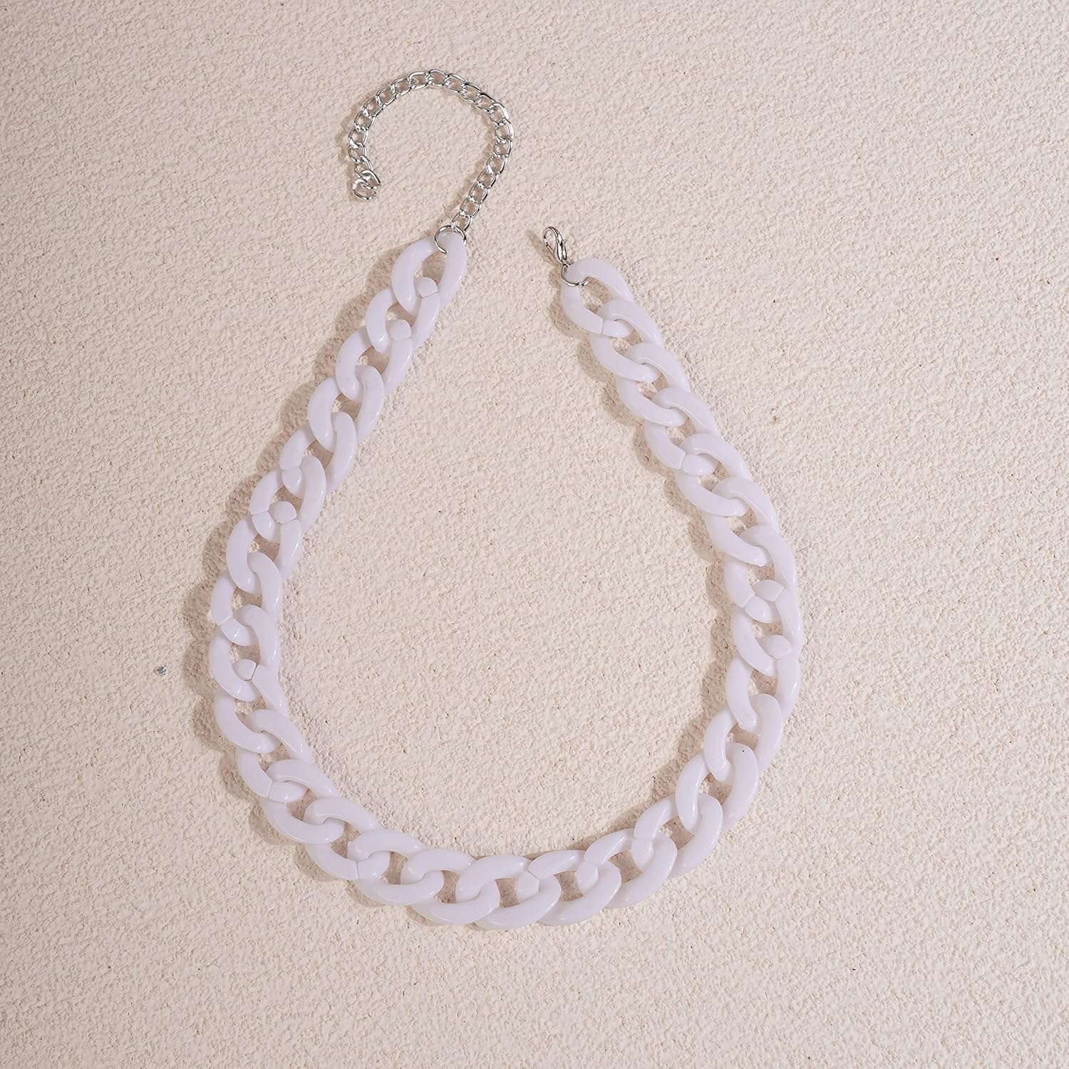 YERTTER Cute Colorful Acrylic Choker Chunky Chain Choker Necklace Resin Punk Chain Party Hip Hop (B-Pure White) - Image 5