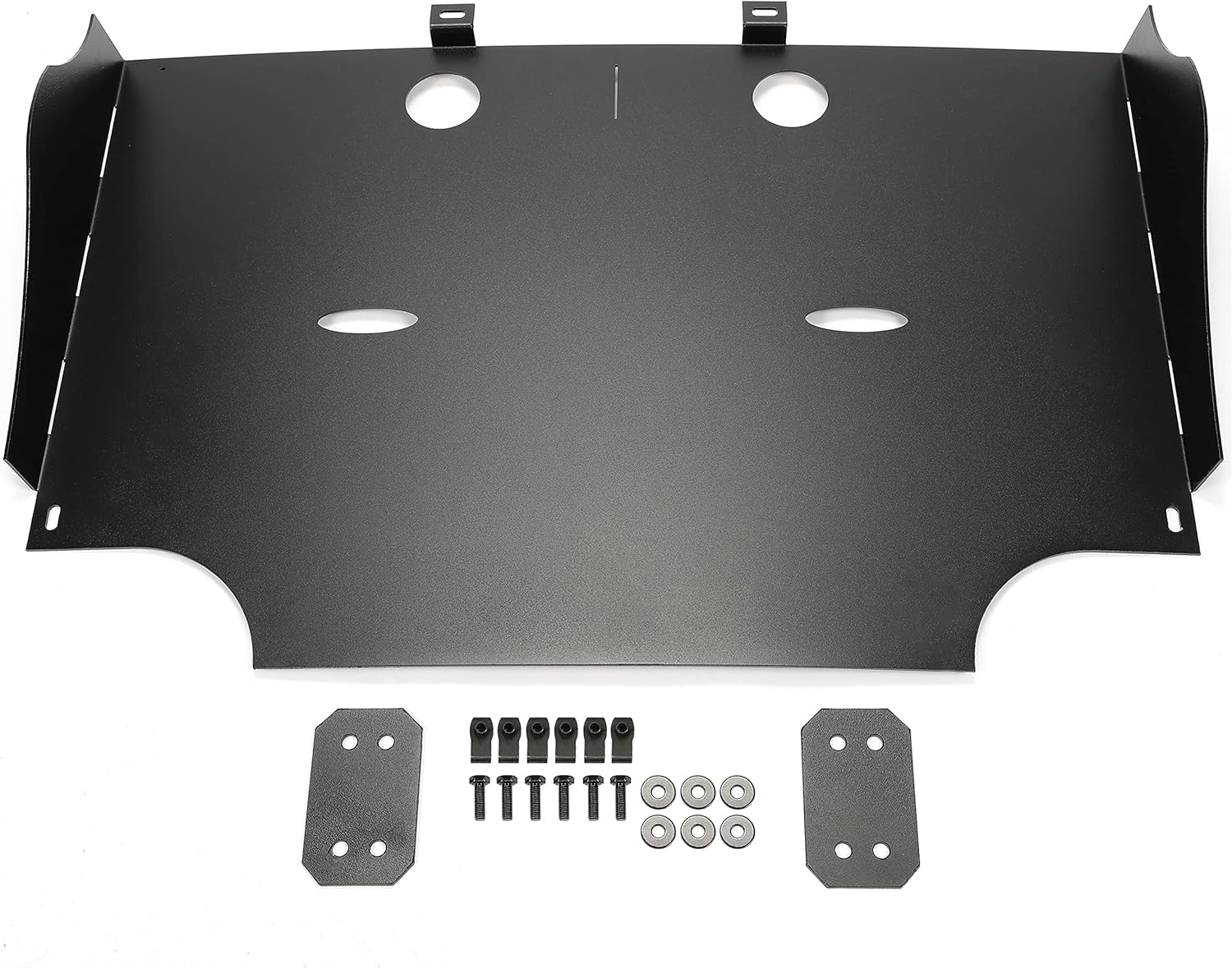 Kojem Skid Plate Compatible with 2015-2024 Ford F-150 2.7L 3.5L Ecoboost Catalytic Converter Protection Shield Black Steel Powder Coated