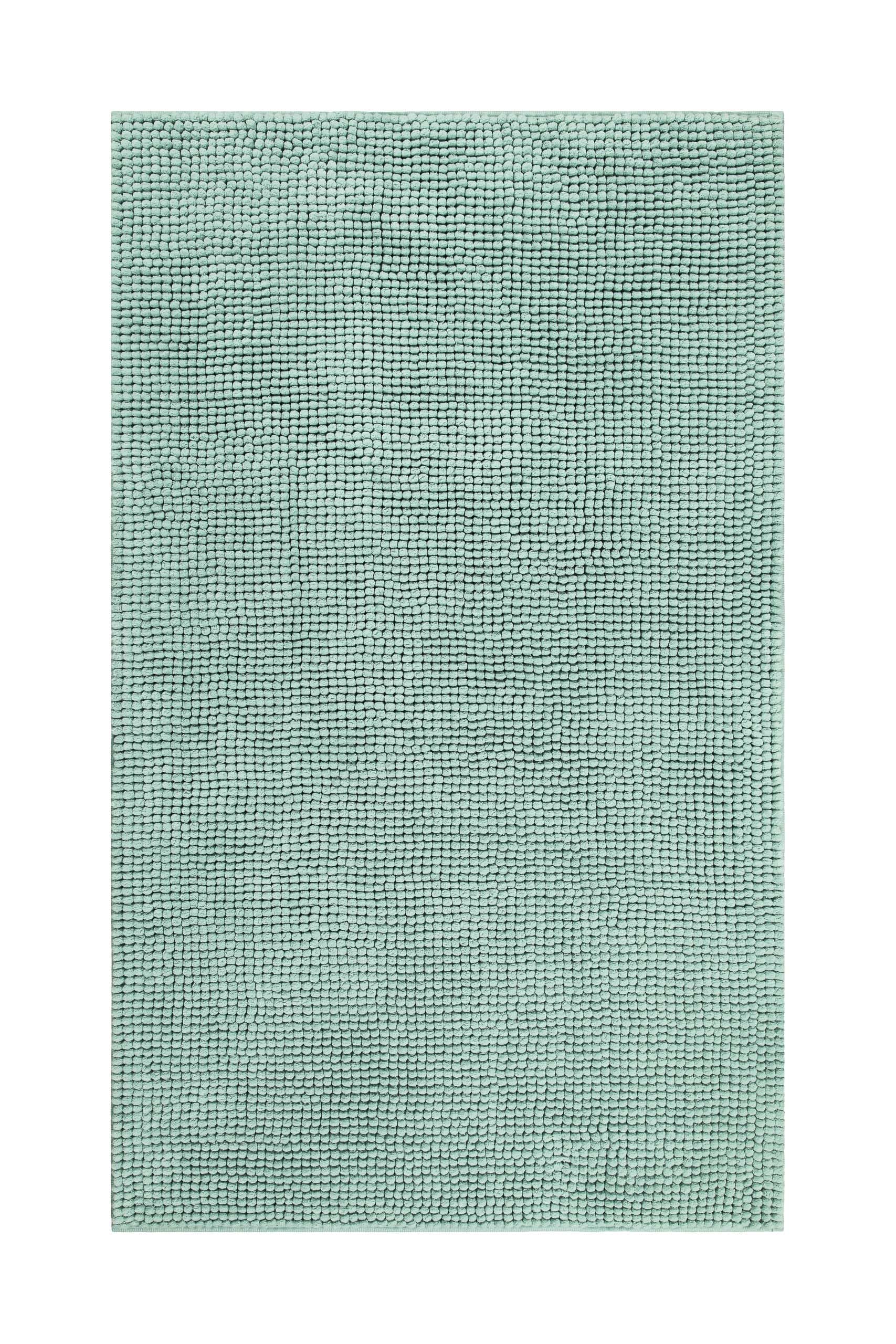 Wecon Home Balu getufteter Badteppich, 80 x 150 cm, Mint grün | moderner Chenille Badteppich, rutschfest, Waschbar, Saugfähig, Stilvoll für jedes Badezimmer