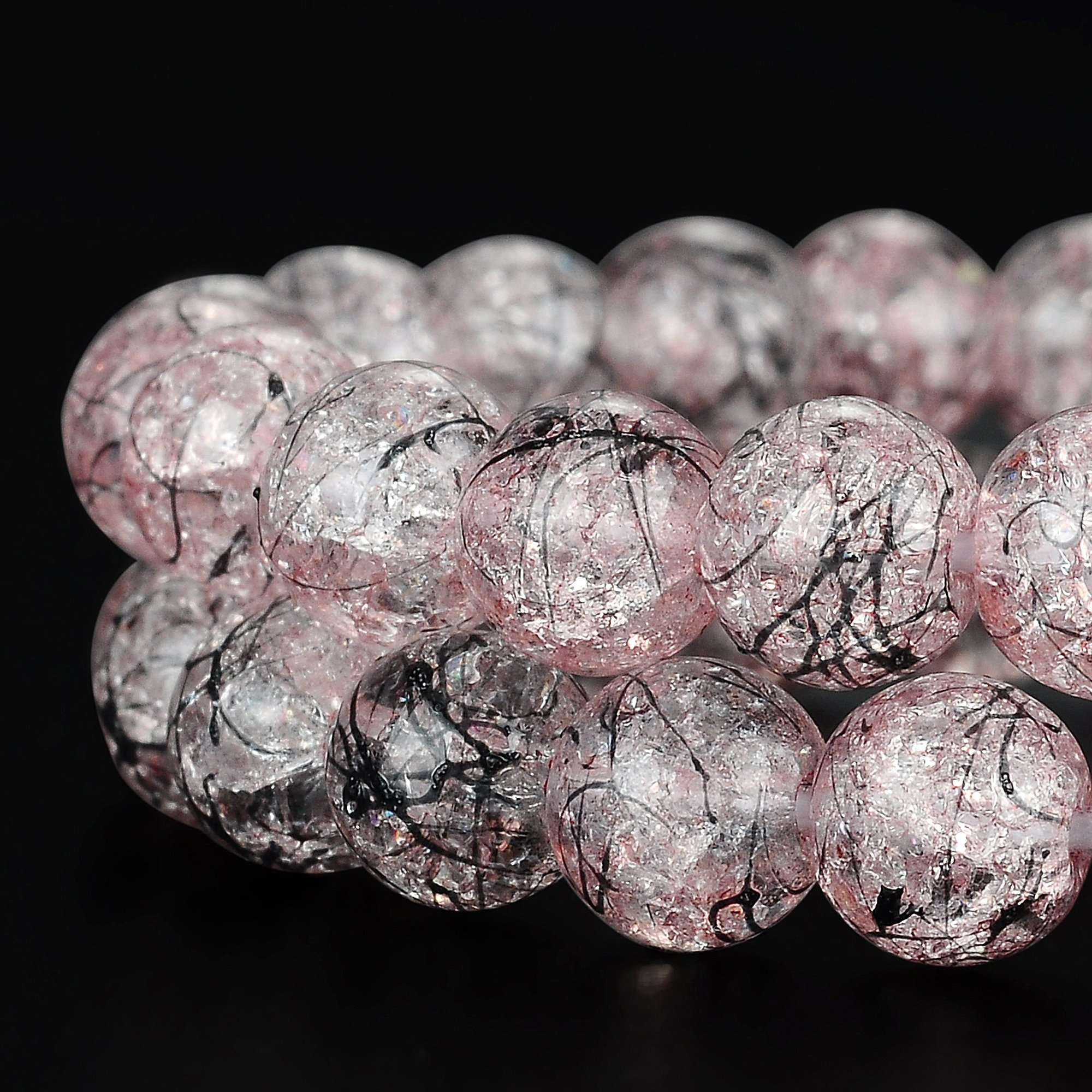 RUBYCA Perline Druk In Cristallo Di Vetro Pressato Ceco, 8 Mm, Colore Frosted White & Gold, Con Filo (circa 98 Pezzi), Per Creazione Gioielli Fai Da Te