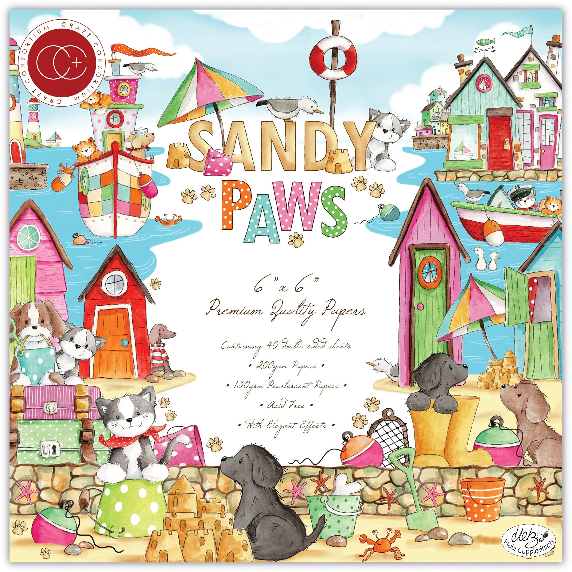 Craft Consortium Paper Pad 6" x 6" Sandy Paws, 6 x 6 inch