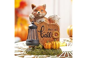 TERESA'S COLLECTIONS Outdoor Fall Home Decor Fox Solar Resin Statue