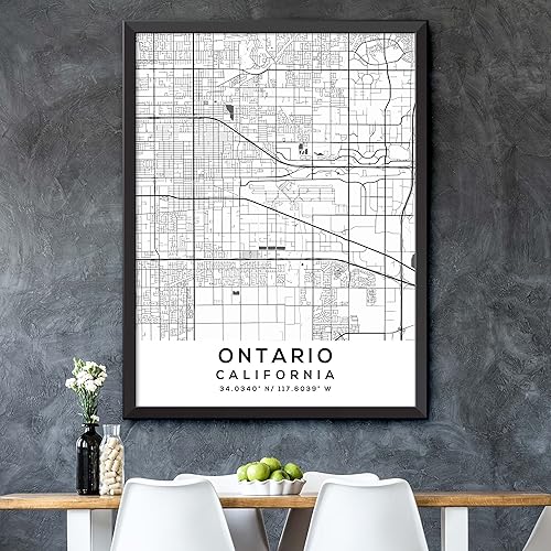 Vista 5 de Mapa de Ontario, California, Light 2 (24x36)