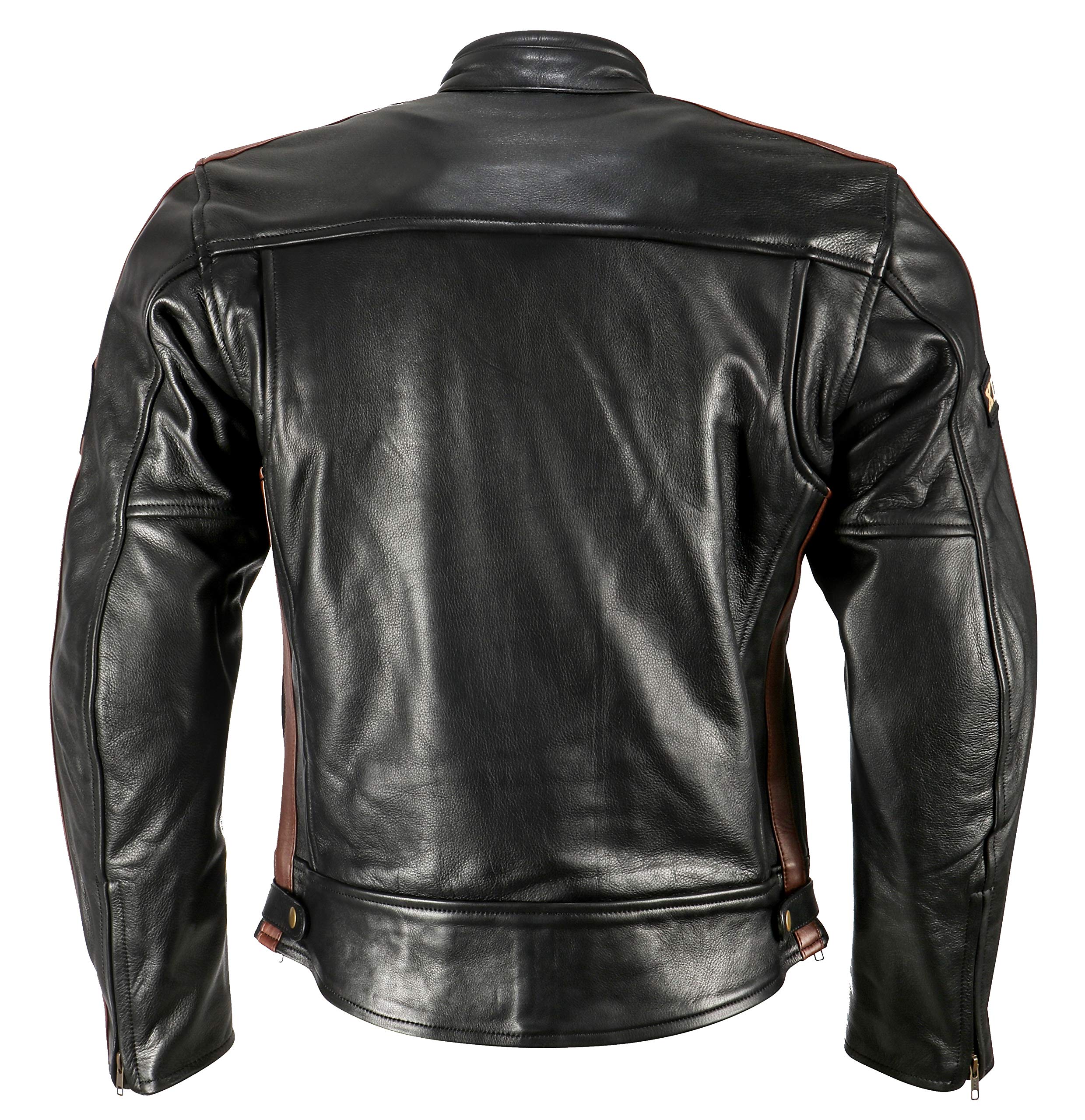 XLS Motorradjacke Classic One für Herren schwarz aus Leder Retro Bikerjacke herausnehmbares Thermofutter
