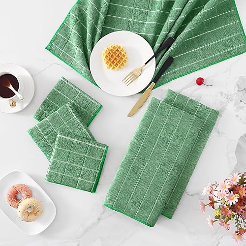 Miniatura 9 de Homaxy Juego de toallas de cocina y paños de cocina de microfibra, paquete de 12 toallas de mano suaves y absorbentes, a granel, trapos de secado