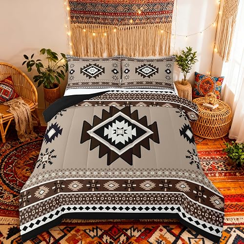Feelyou Western Comforter Set Queen Size Southwestern Aztec Bedding Set for Kids