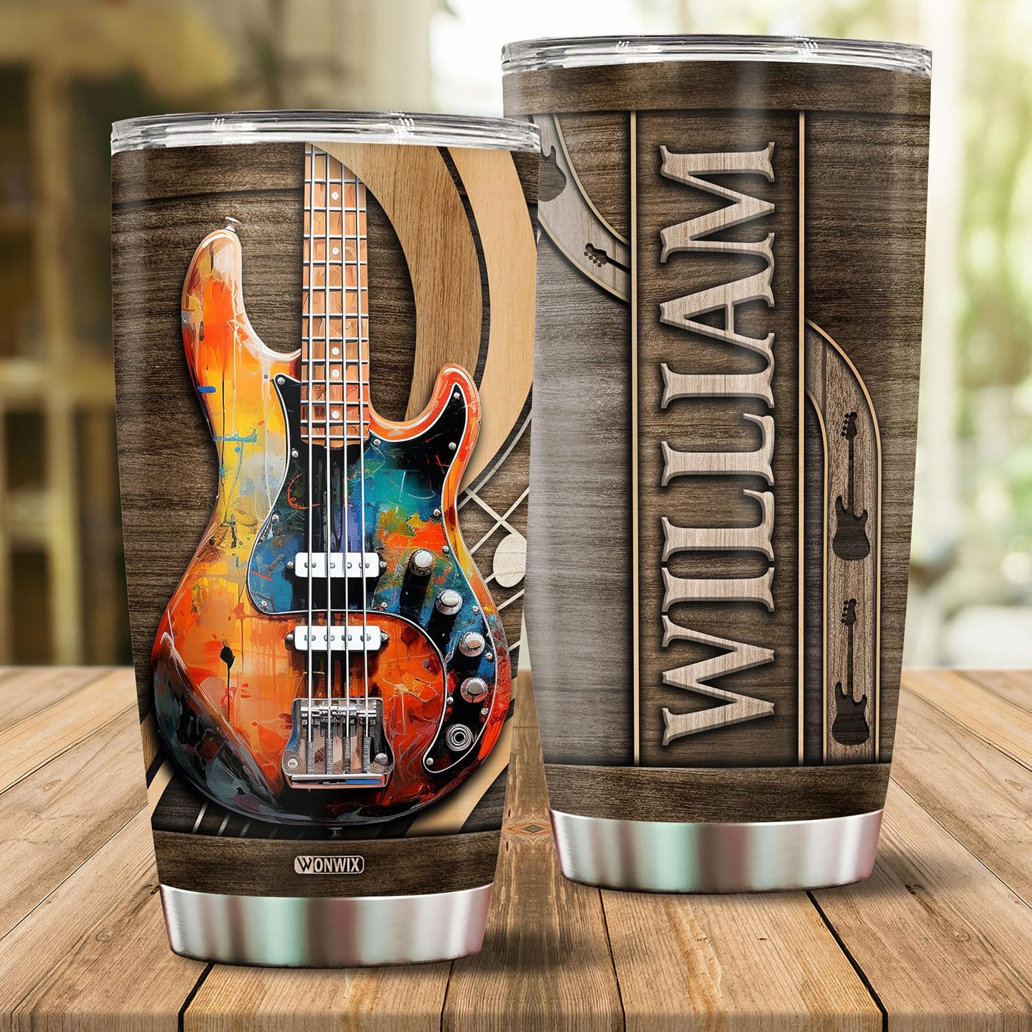 Personalized Bass Gifts for Men 20oz Stainless Steel Insulated Coffee Cup Travel Mug Tumbler with Lid Bassist Gift for Musician Lovers Players Dad Husband Son Christmas Birthday Valentine