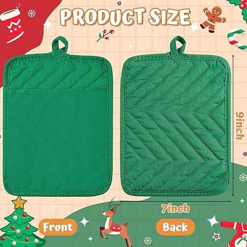 Miniatura 2 de R HORSE Juego de 6 soportes para ollas con bolsillo para cocina, color azul, verde y rojo, juego de agarraderas de algodón resistente al calor,